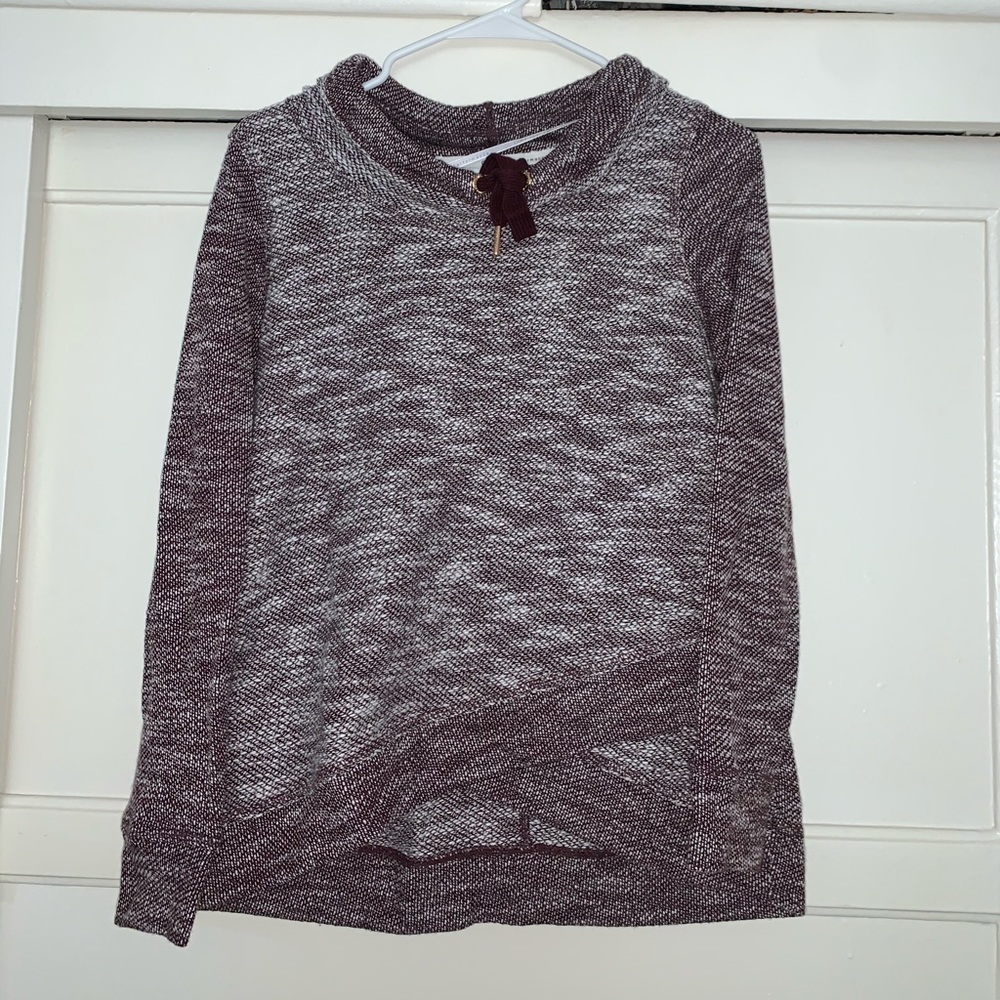 Knit cross front small turtleneck sweatshirt